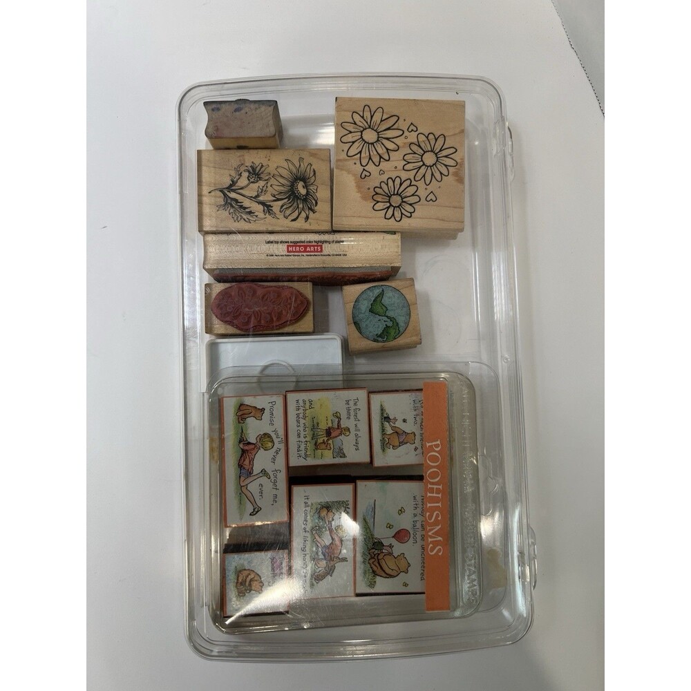 Vintage Wood Mounted Rubber Stamp Destash Lot Winnie The Pooh Poohisms Hero Arts